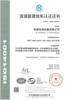 環境管理體系認證證書