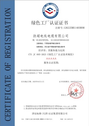 綠色工廠認證證書